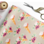 Blumenpapier für Brautparty oder Geburtstag Geschenkpapier<br><div class="desc">Lila Blumen und Eiscreme Wrapping Paper sind ideal für einen Sommergeburtstag oder ein Brautparty. Helle,  violette Blumen mit rosafarbenen Eistöcken. Ein einzigartiges und lustiges Muster! Alle Designs sind © SUGAR AND SPICE INVITATIONS.LLC</div>