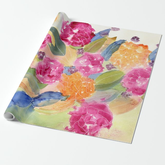 Blumenpapier für Wasserfarben Geschenkpapier (Ungerollt)