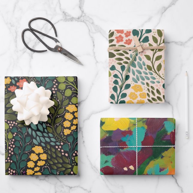 Blumenpapier Geschenkpapier Set (Vorderseite)