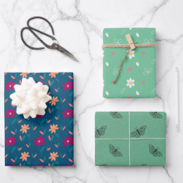 Blumenpapier Geschenkpapier Set
