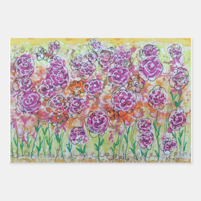 Blumenpapier Geschenkpapier Set (Vorderseite 2)