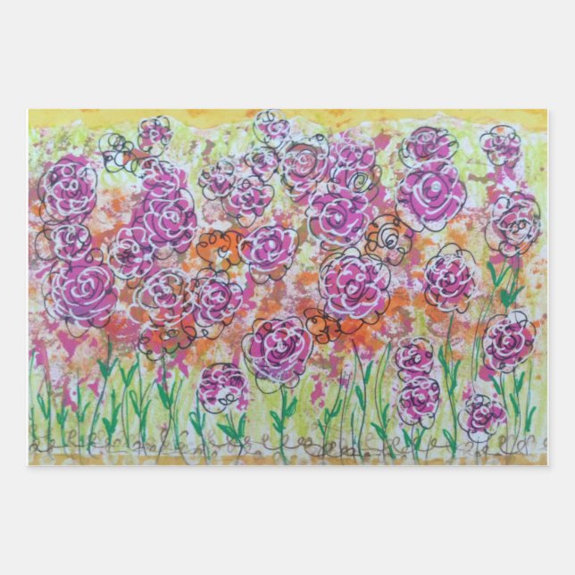 Blumenpapier Geschenkpapier Set (Vorderseite 3)
