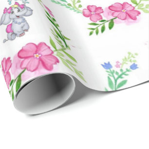 Blumenpapier mit glänzender Wrapping-Elefant Geschenkpapier