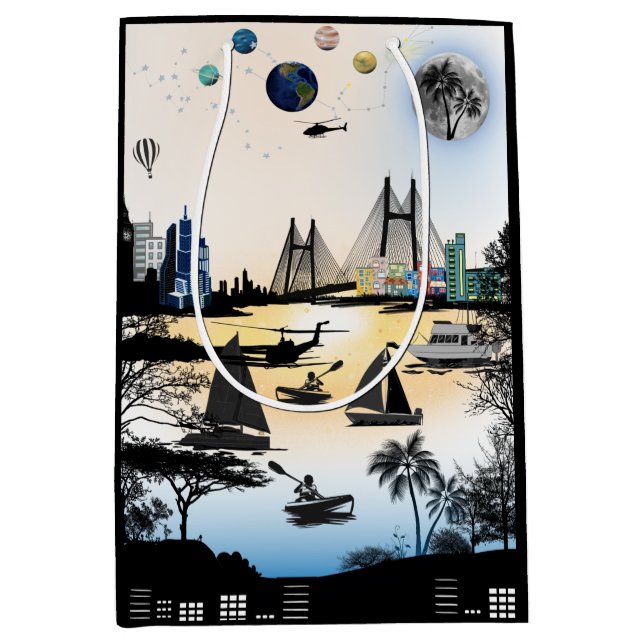 Blumenpapier Mittlere Geschenktüte (Vorderseite)