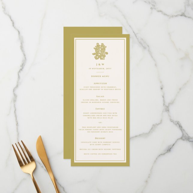 Blumenpapier schneiden doppeltes Glück chinesische Menükarte (Vorderseite/Rückseite Beispiel)