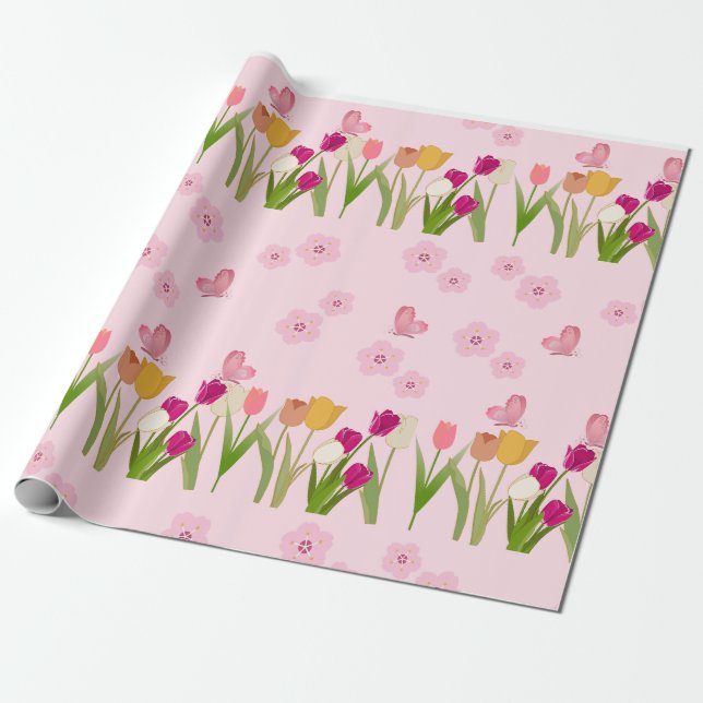 Blumenpapier - Schöne Blume Muster Geschenkpapier (Ungerollt)