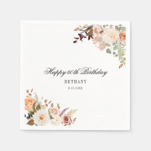 Blumenpapier zum 60. Geburtstag - Party Serviette