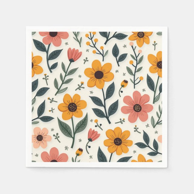 Blumenpapierservietten Serviette (Vorderseite)