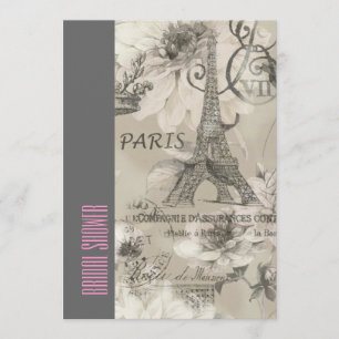 Blumenparis eiffel Turm Vintages Brautparty Einladung
