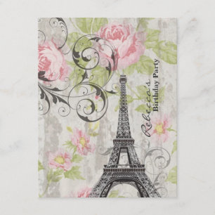 Blumenpariser Geburtstags-Party franzosen Einladung