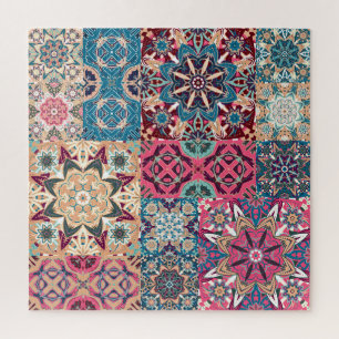 Blumenpatchwork: vintage kariertes Muster. Puzzle