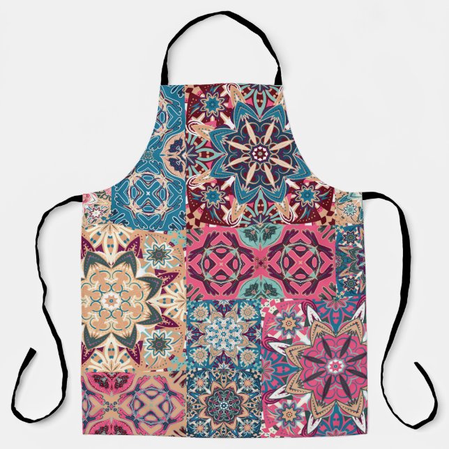 Blumenpatchwork: Vintage-Karomuster. Schürze (Vorderseite)