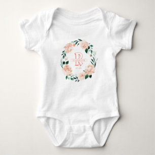 Blumenpersonalisiertes Monogramm des Baby Strampler