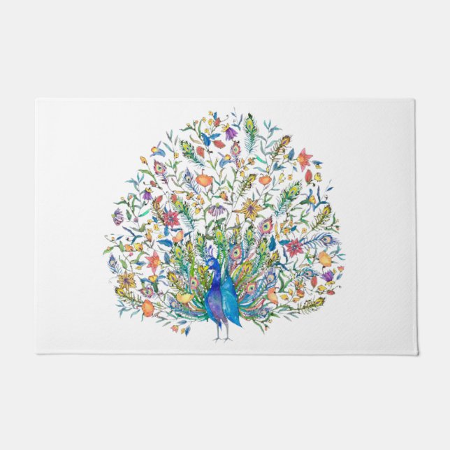 Blumenpfau Fußmatte (Vorderseite)