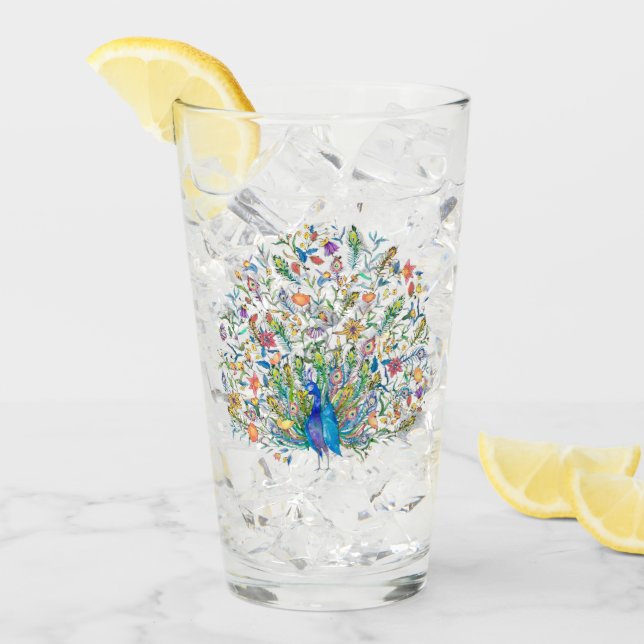 Blumenpfau Glas (Vorderseite Ice)