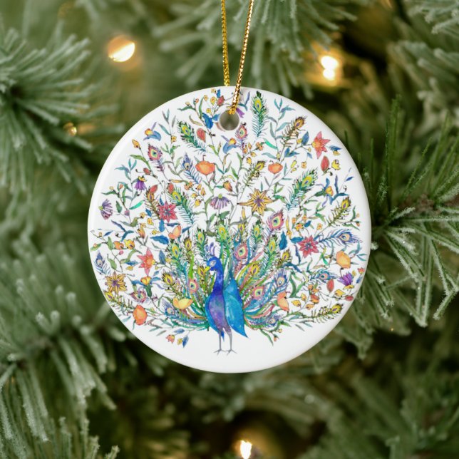 Blumenpfau Keramik Ornament (Baum)