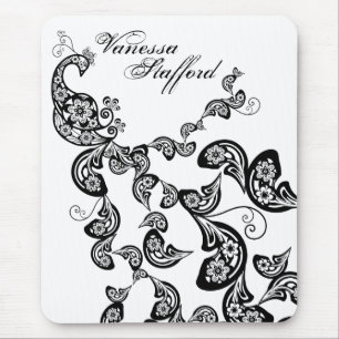 Blumenpfau-Muster-kundenspezifisches Geschenk Mousepad