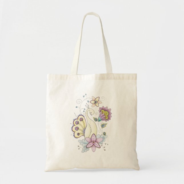Blumenpfau-Taschen-Tasche Tragetasche (Vorne)