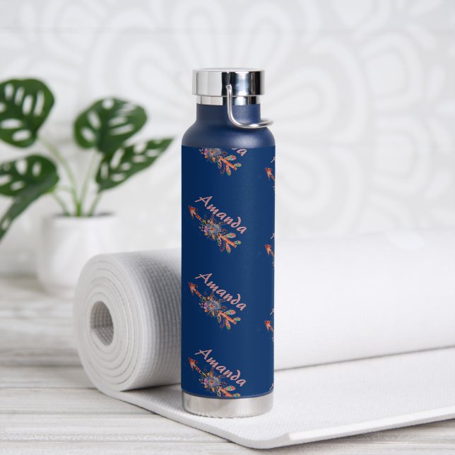 Blumenpfeile personalisiert trinkflasche (Yoga)