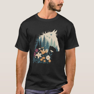 Blumenpferd Kunst Natur Wald Bäume Wildblumen L T-Shirt