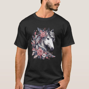 Blumenpferdeliebhaber Schönes Pferd mit Blumen T-Shirt