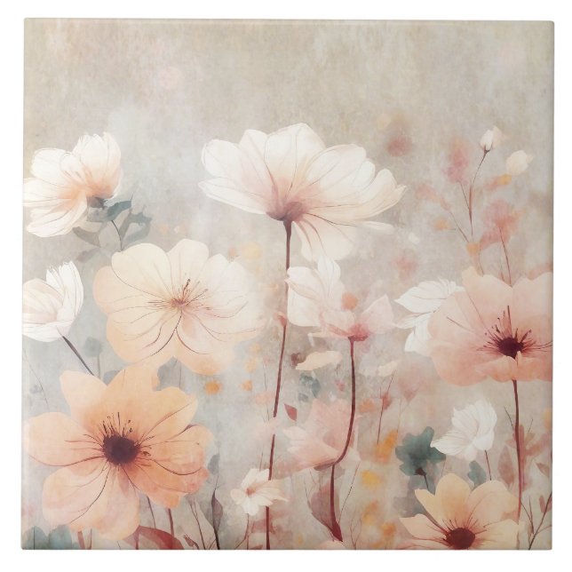 Blumenpfirsich Beige Blume Design 328 Fliese (Vorderseite)