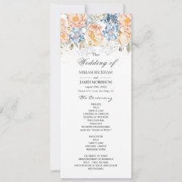 Blumenpfirsichblauer Hochzeitsprogramm Einladung