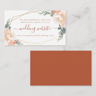 Blumenpfirsichcreme Gold Terracotta Hochzeitswebsi Begleitkarte