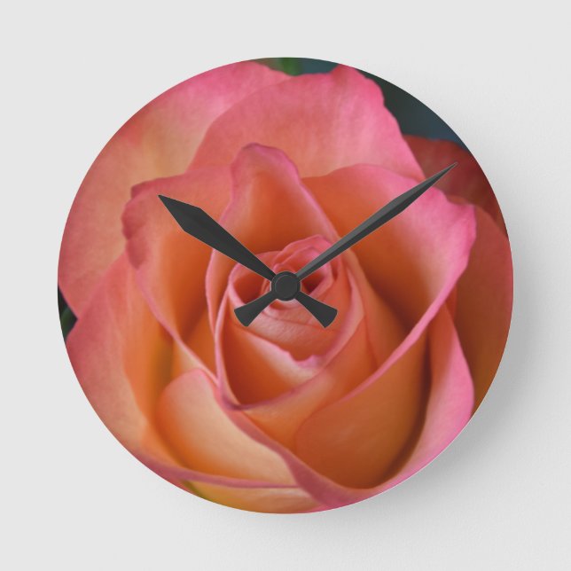 Blumenpfirsiche Rosa Wand Uhr (Vorderseite)