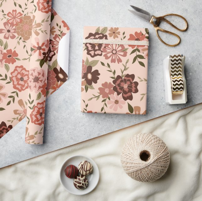 Blumenpfirsichgeschenk Geschenkpapier (Kunsthandwerk)