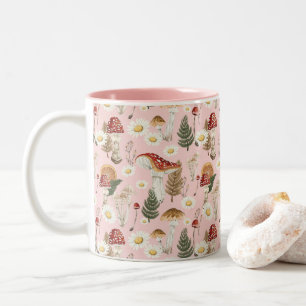 Blumenpilz Cottagecore-Muster Zweifarbige Tasse