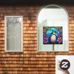 Blumenpinguin Bird Farbige Imitate aus festem Glas Fensteraufkleber