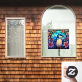 Blumenpinguin Bird Farbige Imitate aus festem Glas Fensteraufkleber