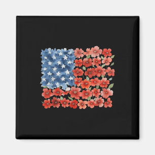 Blumenpinselstrich Amerika-Flagge 4. Juli Floral Magnet