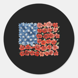 Blumenpinselstrich Amerika-Flagge 4. Juli Floral Runder Aufkleber