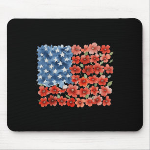 Blumenpinselstrich Amerikaflagge 4. Juli Floral Mousepad