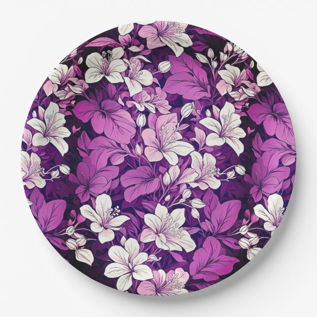 Blumenplatte Hochzeit/Dusche Pappteller (Vorderseite)