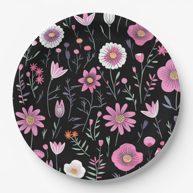 Blumenplatte Hochzeit/Dusche Pappteller (Vorderseite)