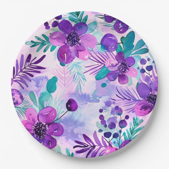 Blumenplatte Hochzeit/Dusche Pappteller (Vorderseite)