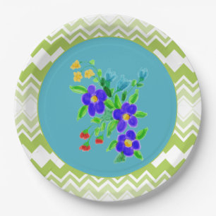 Blumenplatten mit Türkis und Limette Pappteller