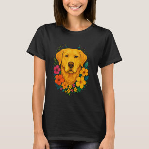 Blumenporträt des Labrador Retrievers Frühjahrsblü T-Shirt