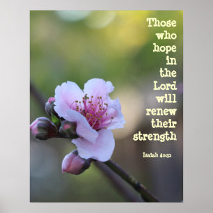 Blumenposter w Verse aus Isaiah 40:31 Poster