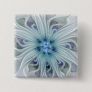 Blumenpracht abstrakt modern Blaupastellblume Button
