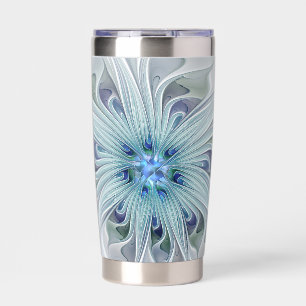 Blumenpracht abstrakt modern Blaupastellblume Thermobecher