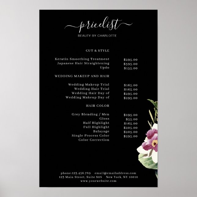 Blumenpreisliste Poster (Vorne)