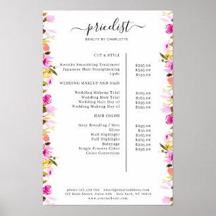 Blumenpreisliste Poster