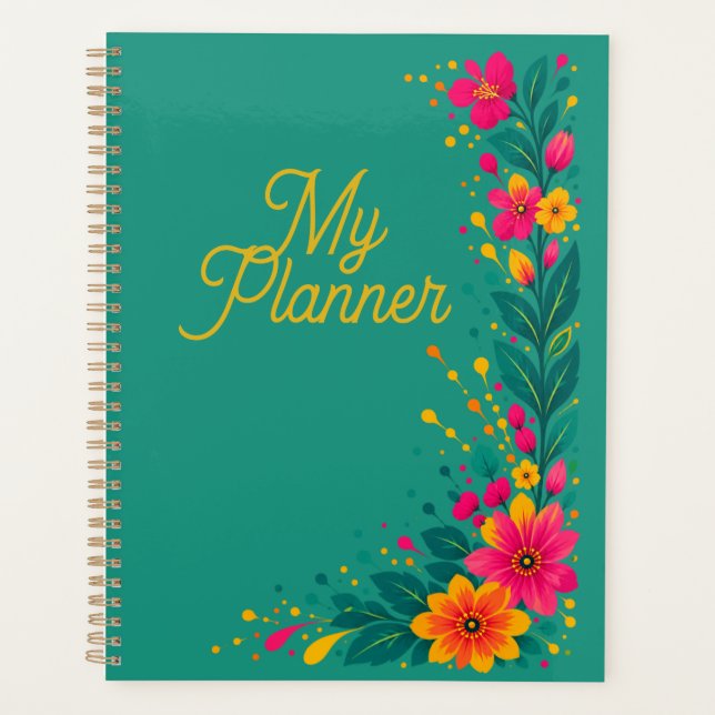 Blumenprint Teal Planer (Vorderseite)