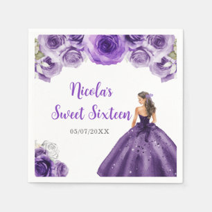 BlumenPrinzessin im Lila Kleid 16 . Geburtstag Serviette