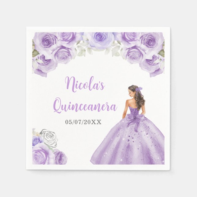 BlumenPrinzessin in Dusty Lila Dress Quinceanera Serviette (Vorderseite)