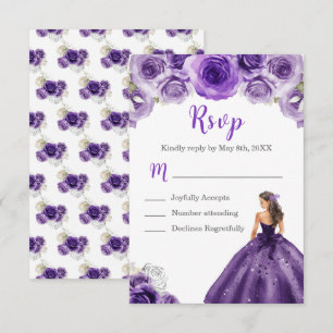 BlumenPrinzessin in einem dunklen, Lila Kleid RSVP Karte